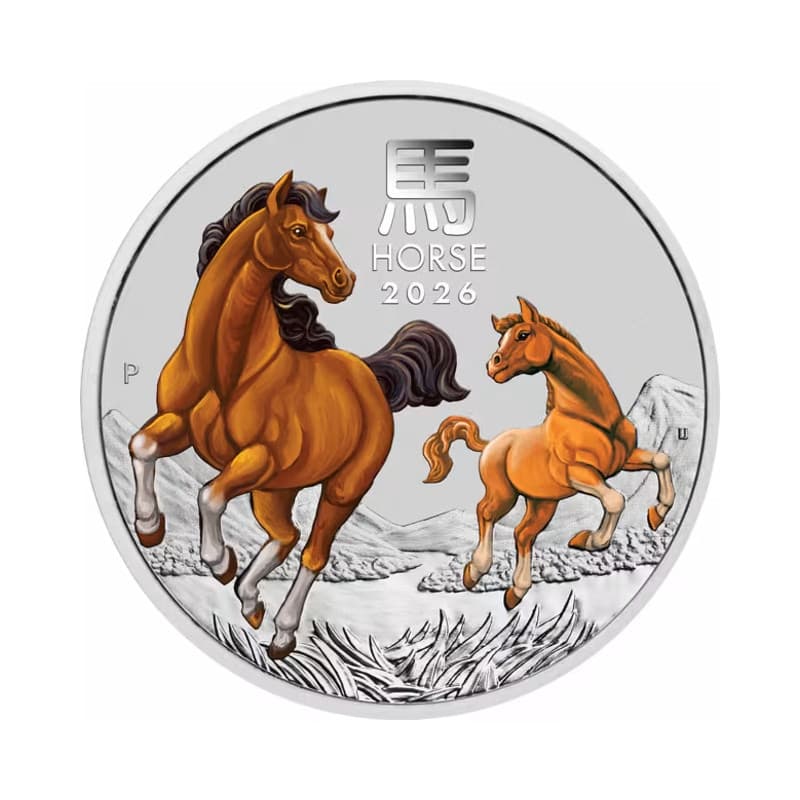 Stříbrná mince 1 Oz Lunar Series III Year of the Horse 2026 Kolorováno