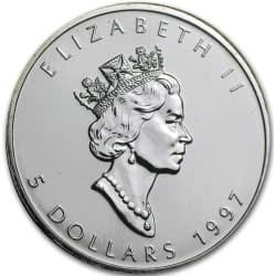Stříbrná mince 1 Oz Maple Leaf 1997