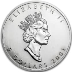 Stříbrná mince 1 Oz Maple Leaf 2001