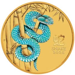 Zlatá mince 1/10 Oz Lunar Series III Year of the Snake 2025 Kolorovaná