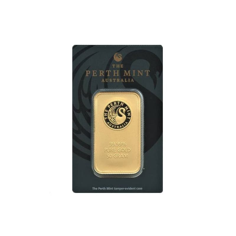 Zlatý slitek 50 g Perth Mint