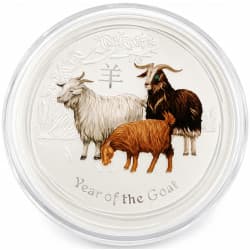 Stříbrná mince 1 Kg Lunar Series II Year of the Goat 2015 Gemstone edition