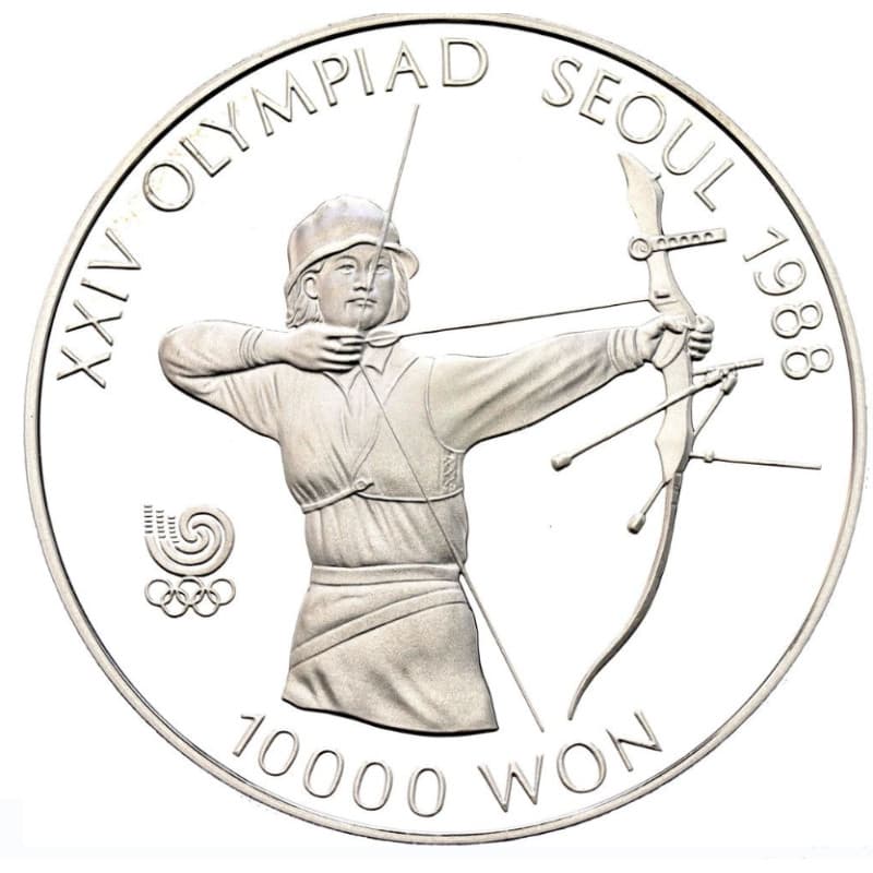Stříbrná mince 10000 WON XXIV OLYMPIAD SEOUL Archery - 1987