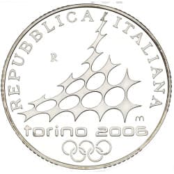 Stříbrná mince 10 EURO 2006 Winter Olympics - Ice Hockey Proof - 2005