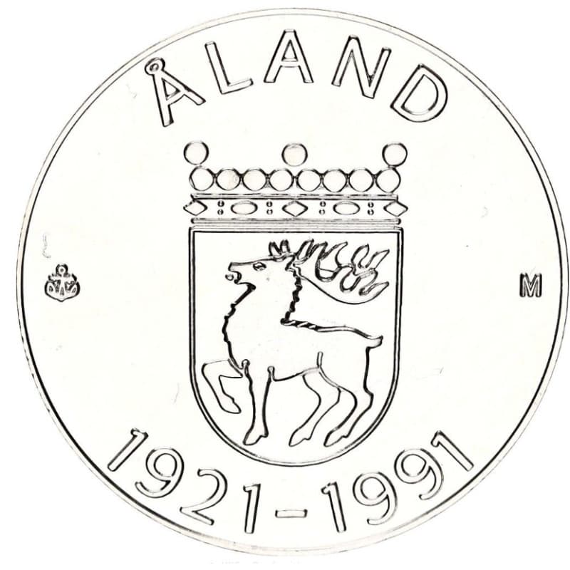 Stříbrná mince 100 Markkaa Aland - 1991 Proof
