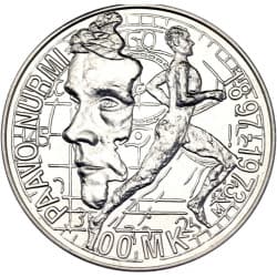 Stříbrná mince 100 Markkaa Paavo Nurmi - 1997 Proof