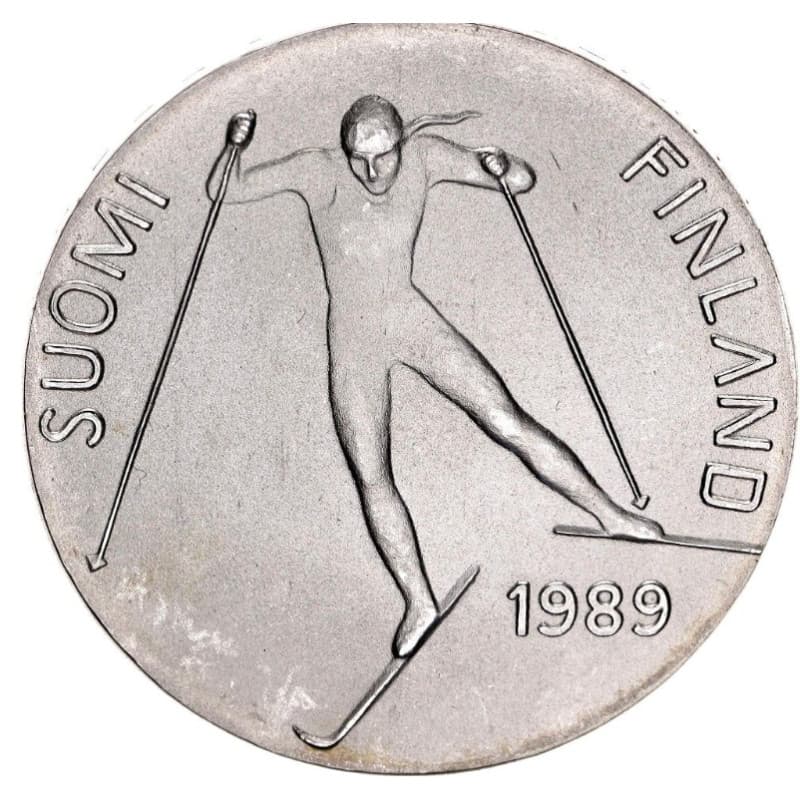 Stříbrná mince 100 Markkaa Nordic World Ski Championships - 1989