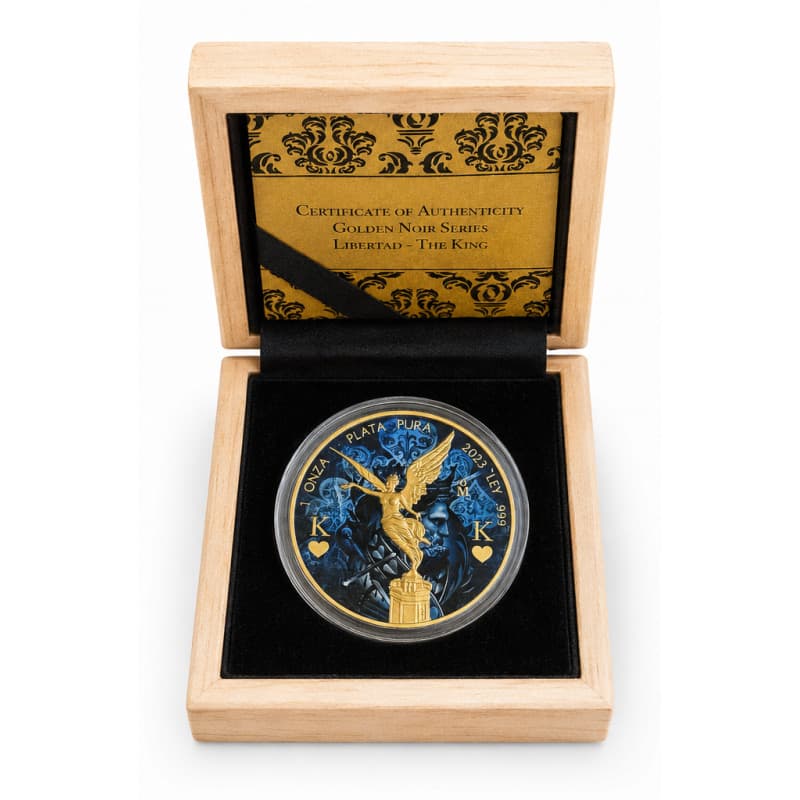Stříbrná mince 1 Oz Golden Noir Series Libertad The King 2023 Kolorováno