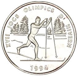 Stříbrná mince 5 Diners - Joan Martí i Alanis XVII Winter Olympic Games - 1993 Proof