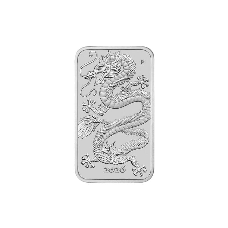 Stříbrná mince ve tvaru slitku 1 Oz Rectangular Dragon 2026