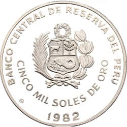 Stříbrná mince 5000 Soles de Oro World Cup - 1982 Proof