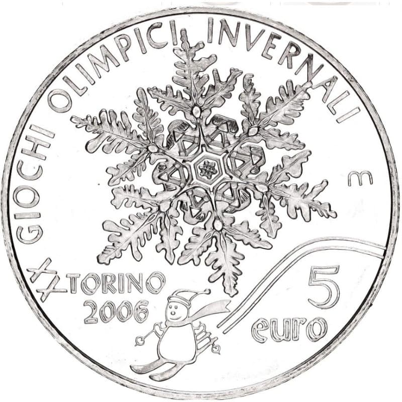 Stříbrná mince 5 Euros 2006 Turin Olympics - 2005 Proof