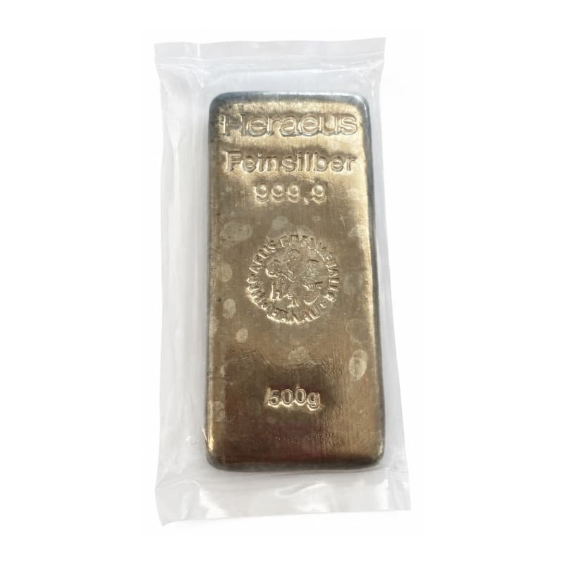 Stříbrný slitek 500 g Heraeus s oxidací