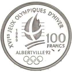 Stříbrná mince 100 Francs Ice Skating - 1989 Proof
