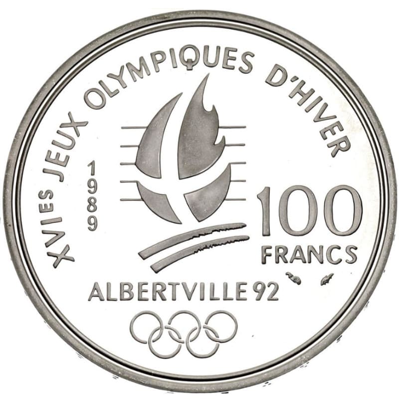 Stříbrná mince 100 Francs Alpine Skiing - 1989 Proof