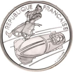 Stříbrná mince 100 Francs Bobsledding - 1990 Proof