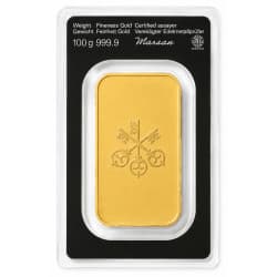 Zlatý slitek 100 g Argor Heraeus UBS