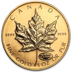 Zlatá mince 1 Oz Maple Leaf poškozená