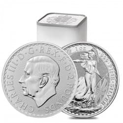 Tuba 25 x stříbrná mince 1 Oz Britannia aktuální ročník