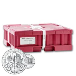 Box 500 x stříbrná mince 1 Oz Wiener Philharmoniker aktuální ročník