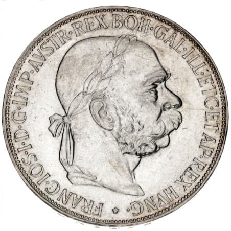 Stříbrná mince 5 Crowns / 5 Kronen Francis Joseph I. 1907