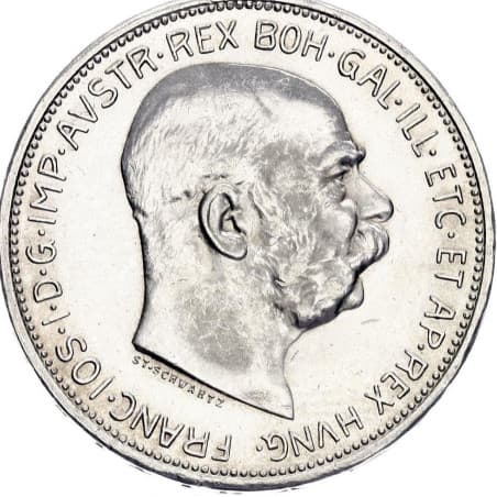 Stříbrná mince 2 Crowns / 2 Kronen  Francis Joseph I. 1912