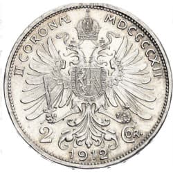 Stříbrná mince 2 Crowns / 2 Kronen  Francis Joseph I. 1912