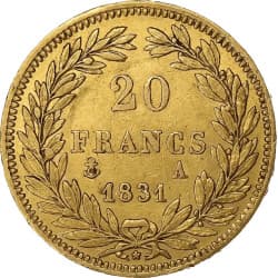 Zlatá mince 20 Frank Francie Louis Philippe I. různé roky (1830-1848)