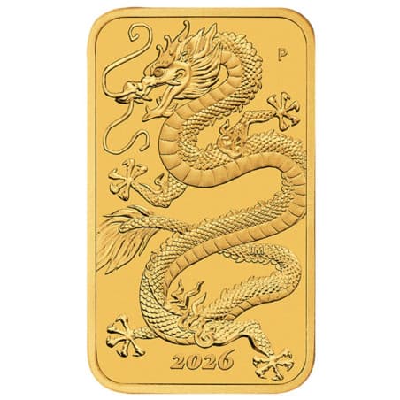 Zlatá mince ve tvaru slitku 1 Oz Rectangular Dragon 2026