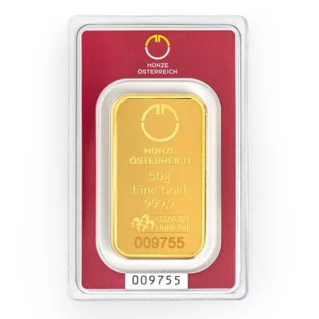 Zlatý slitek 50 g Münze Österreich