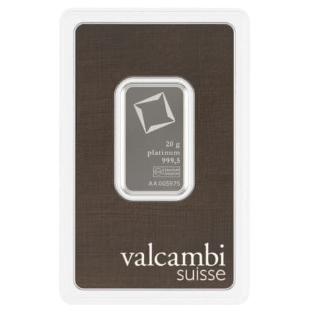 Platinový slitek 20 g Valcambi