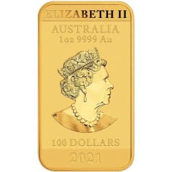 Zlatá mince ve tvaru slitku 1 Oz Dragon Rectangle 2021