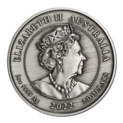 Stříbrná mince 2 Oz Black Swan Maali 2022 Antikováno + Kolorováno