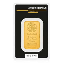 Zlatý slitek 1 Oz Argor Heraeus poškozený obal