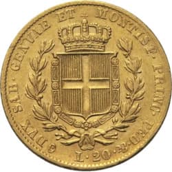 Zlatá mince 20 Lira Itálie Sardinia Charles Albert různé roky (1831-1849)