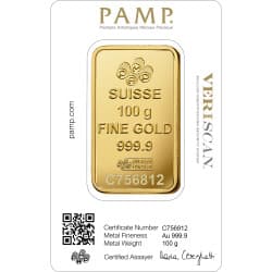 Zlatý slitek 100 g PAMP