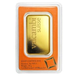 Zlatý slitek 50 g Valcambi