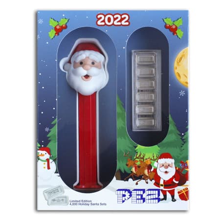 Stříbrný slitek 6 x 5 g Santa dávkovač PEZ