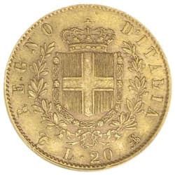 Zlatá mince 20 Lira Itálie Vittorio Emanuele II. různé roky (1800-1927)