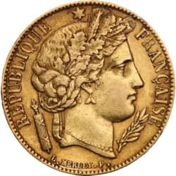 Zlatá mince 20 Frank Francie Ceres různé roky (1848-1852)
