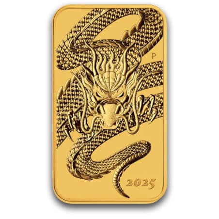 Zlatá mince ve tvaru slitku 1 Oz Rectangular Dragon 2025