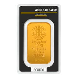 Zlatý slitek 100 g Argor Heraeus Kinebar