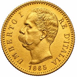 Zlatá mince 20 Lira Itálie Umberto I různé roky (1879-1897)