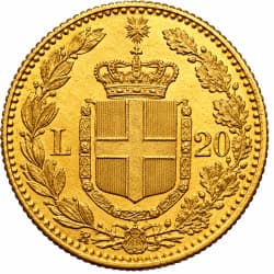 Zlatá mince 20 Lira Itálie Umberto I různé roky (1879-1897)