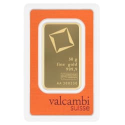 Zlatý slitek 50 g Valcambi