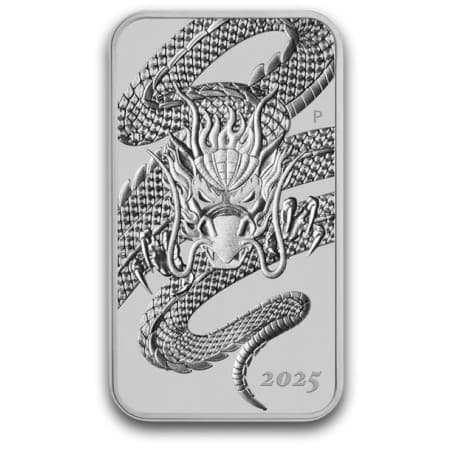 Stříbrná mince ve tvaru slitku 1 Oz Rectangular Dragon 2025