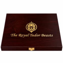 Krabička na 10 britských 1 Oz zlatých mincí The Royal Tudor Beasts