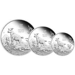 Sada stříbrných mincí 3,5 Oz Lunar Series III Year of the Goat 2027 Proof