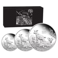 Sada stříbrných mincí 3,5 Oz Lunar Series III Year of the Goat 2027 Proof