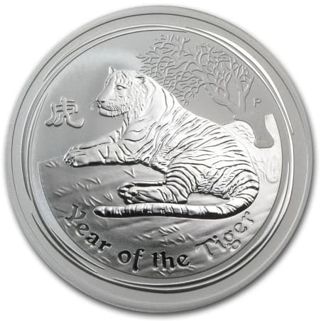 Stříbrná mince 2 Oz Lunar Series II Year of the Tiger 2010